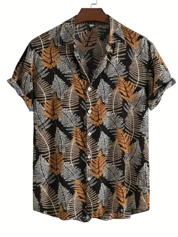 Men's Tropical Leaf Print Hawaiian Shirt