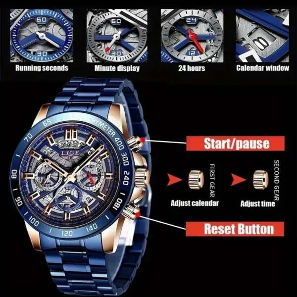 LIGE Business Quartz Watch With Dual Dial - Image 4