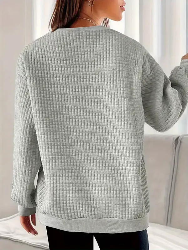 Women Casual Waffle Knit T Shirt - Image 2