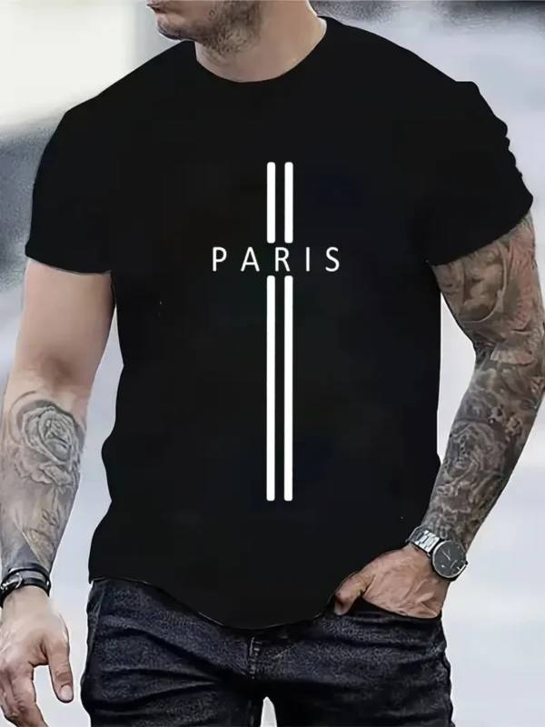 Paris Pattern Print Graphic Men T-shirt