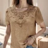 Solid Lace Short Bubble Sleeved Top