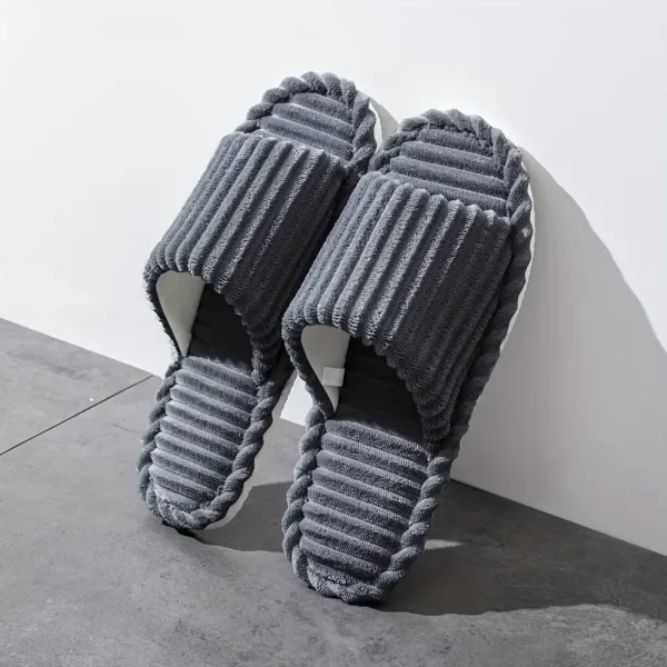 Corduroy Striped Open Slippers - Image 3