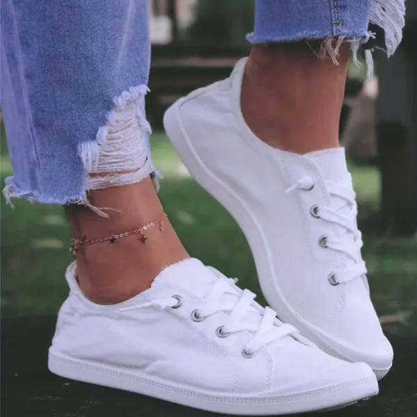 Women Lace Up Non Slip Canvas Skate Shoes - Image 5