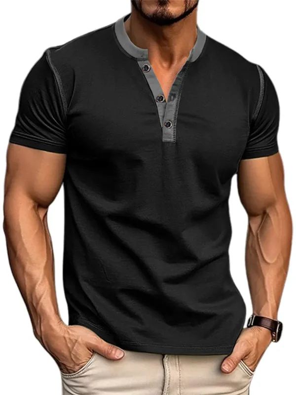 Men Classic Henley T-Shirt - Image 2