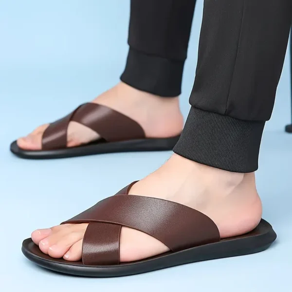 Cross Straps Open Toe Breathable Slippers - Image 5