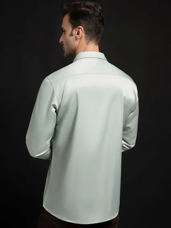 Men Formal Satin Dress Shirt - Image 2