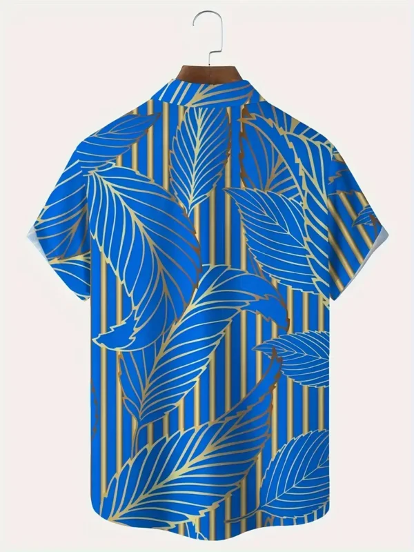 Stylish Leaves Graphic Print Short Sleeve Lapel Shirt - Image 2