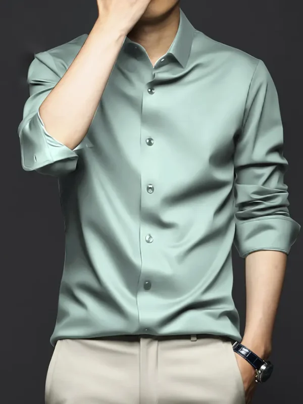 Men Formal Satin Dress Shirt