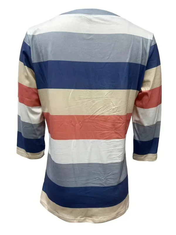 Women Casual Striped Print Sleeve T Shirt - Image 2