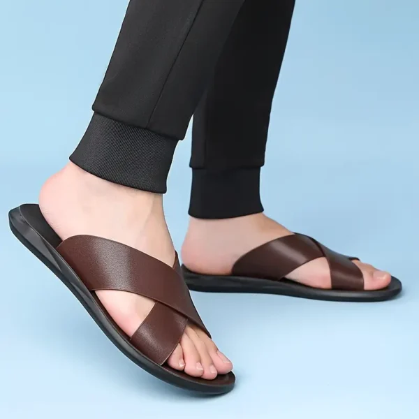 Cross Straps Open Toe Breathable Slippers - Image 4