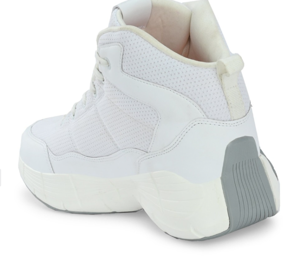 Men White Mid-Top Lace-Up Basketball Shoes - Image 2